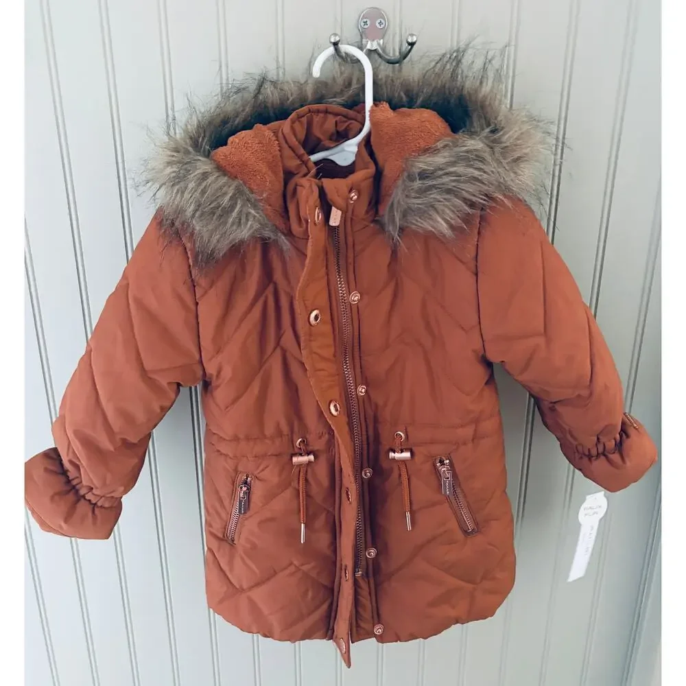 Toddler Girls' Tahari Coat with Faux Fur, Size 18 mos., NWT